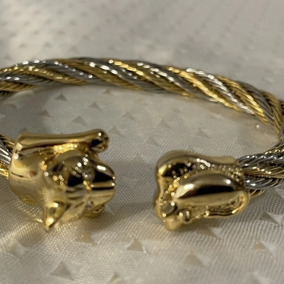 Vintage Cat & Mouse Silver & Gold Tones Braided Cuff. Excellent Condition. - Picture 7 of 7